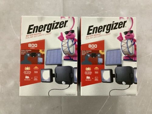 Lot of (2) Energizer Solar-Powered Outdoor Security Light w/ Battery Backup 800 Lumens - Lot 153