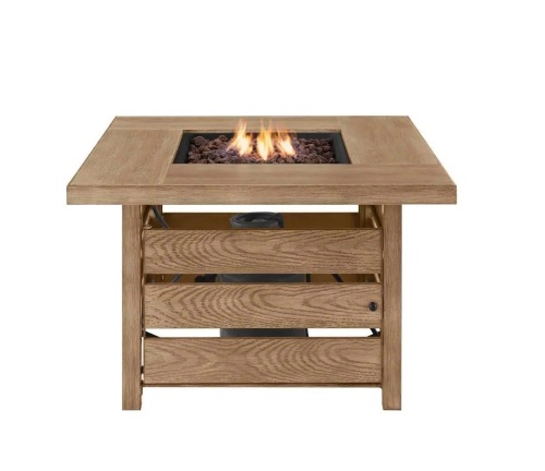 Home Decorators Collection Summerfield Square Steel Brown Wood Look Top LP Gas Fire Pit - Lot 20