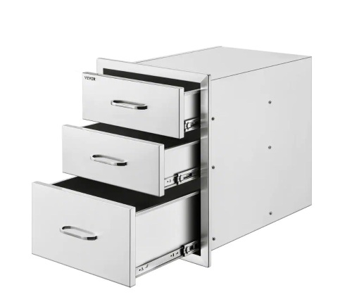VEVOR Outdoor Kitchen Stainless Steel Triple BBQ Access Drawers with Chrome Handle, 18 in. W x 23.2 in. H x 23.1 in. D - Lot 94