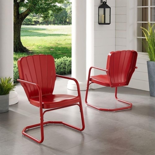 Crosley Furniture Ridgeland Retro Metal Patio Chairs, Set of 2 - Lot 83