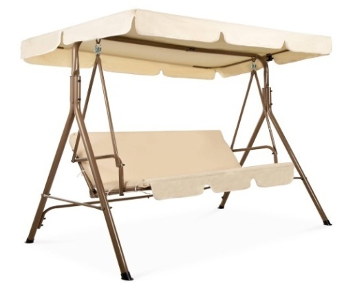 2-Person Outdoor Canopy Swing Glider Furniture w/ Cushions, Steel Frame  - Lot 691