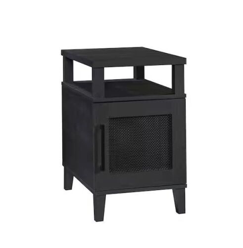 SAUDER Tiffin Line 15.512 in. Raven Oak Rectangle Engineered Wood End/Side Table with Door  - Lot 180