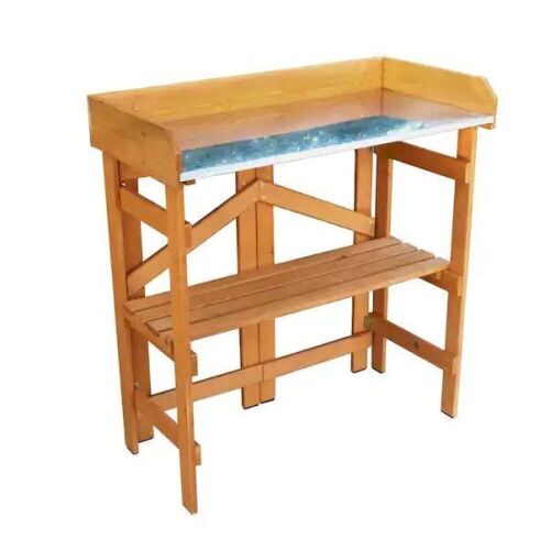 NORTHBEAM Natural Wood Folding Potting Bench with Zinc Table Top - Lot 181