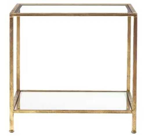 Bella Square Gold Metal and Glass Side Accent Table, 20 in. W x 24 in. H - Lot 104