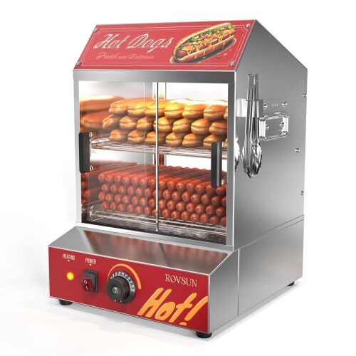 ROVSUN 31.7QT 500W 110V Hot Dog Steamer with Bun Warmer - Lot 42