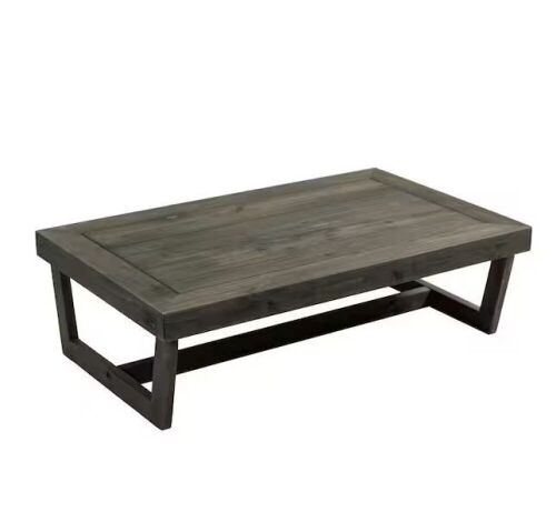 Dark Gray Acacia Wood Modern Rectangle Outdoor Coffee Table  - Lot 170