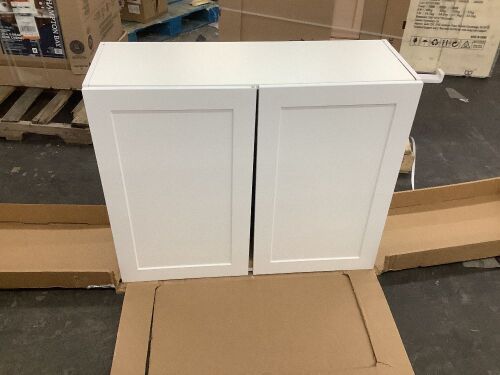 Hampton Bay Cambridge White Shaker Assembled All Plywood Wall Cabinet with 2 Soft Close Doors (36 in. W x 12.5 in. D x 30 in. H) - Needs Adjusted - Lot 491