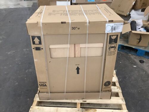 Hampton Bay 30 in. W x 24 in. D x 34.5 in. H Assembled Sink Base Kitchen Cabinet in Unfinished with Recessed Panel - Back Board Broken - Lot 492