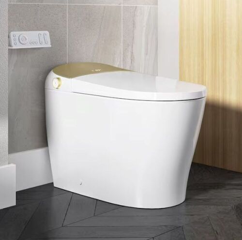 HOROW Tankless Elongated Smart Toilet Bidet in Golden with Auto Flush, Heated Seat, Warm Air Dryer, Bubble Infusion Wash - Lot 17