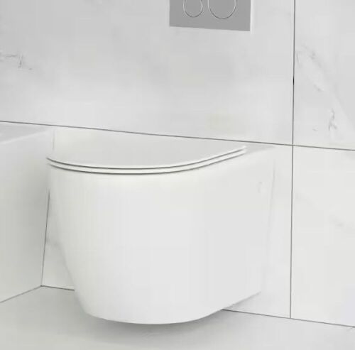 Swiss Madison St. Tropez Wall Hung Toilet Bowl 0.8/1.28 GPF Dual Flush Elongated in White - Lot 64