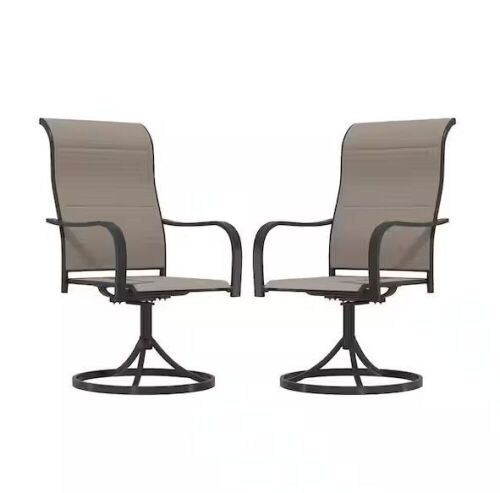 Steel Textilene Patio Dining Chair 360-Degree Swivel, Set of 2 - Lot 89