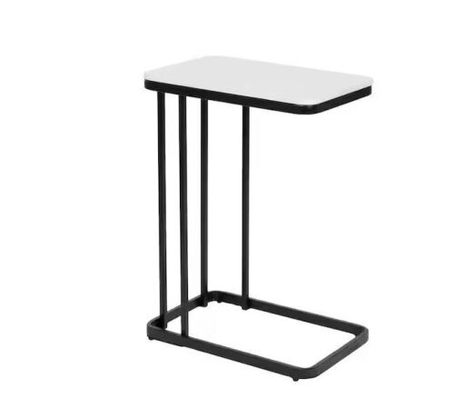 Kate and Laurel Credle 18.50 in. Black Rectangle Faux Marble Modern End Table - Lot 758