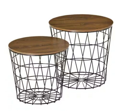 Mordern Black Round Wood End Table, Set of 2  - Lot 759