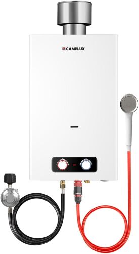 CAMPLUX Tankless Water Heater, 4.22 GPM Propane Water Heater with 4.33'' S/S Rain Cap - Lot 4