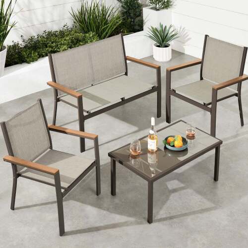 4-Piece Textilene Outdoor Conversation Set w/ Cushions, Table - Lot 3167
