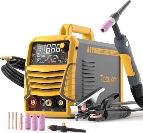 TOOLIOM TIG Welder with Pulse Multifunctional TIG Welding Machine DC TIG/Spot TIG/Pulse TIG/Stick 110&220V Dual Voltage with Large Digital Display - Lot 3255