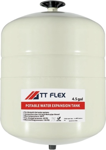 Potable Thermal Expansion Tank for Water Heater - 4.5 Gallon, 3/4 in MNPT Connection - Lot 3265