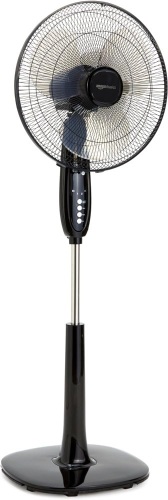 Amazon Basics 16-Inch 3-Speed Pedestal Floor Fan, Standing Fan for Home, with Oscillating Dual Blades, AC Motor, With Remote Control, Timer, Tilted Head, Black - Lot 3274