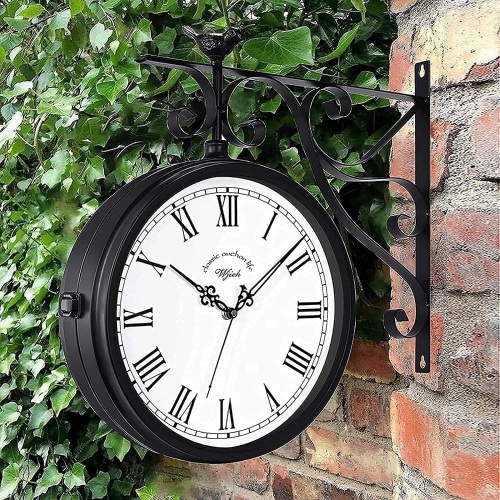 20 Inch Large Outdoor Clock Double Sided Metal Clock Outdoor Indoor Waterproof Retro Wall Clocks for Patio Pool Garden Home - Lot 3296