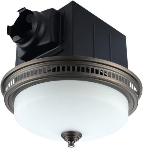 Liftbridge Kitchen & Bath Decorative Round 110 CFM Oil Rubbed Bronze Bathroom Ceiling Ventilation & Exhaust Fan with Light and Glass Globe, Quiet 1.5 Sones Bath Fan & Nightlight - Lot 3298