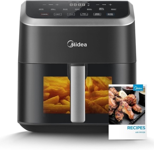 Midea Air Fryer 5.5 Quart with See-Thru Window, Heatexpress Rapid Air Technology, and 9 Preset Menus for Quick and Easy Meals - Lot 3316