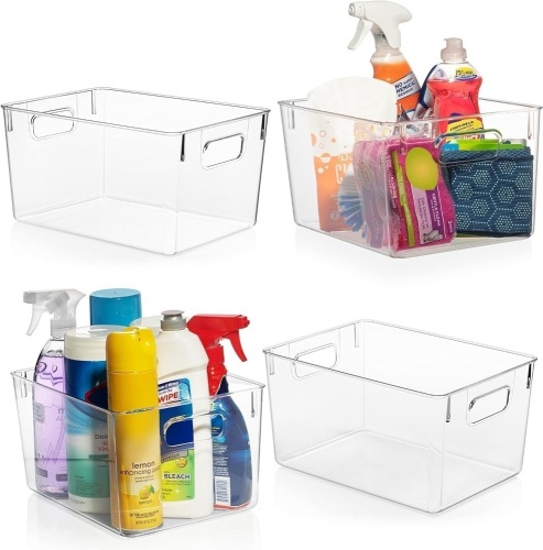 ClearSpace Clear Plastic Storage Bins – Pantry Organizers & Storage Containers, Cabinet Organizer - Home Organization Must Haves for Kitchen, Laundry Room, Office, Closet, Garage & Freezer - Lot 3326