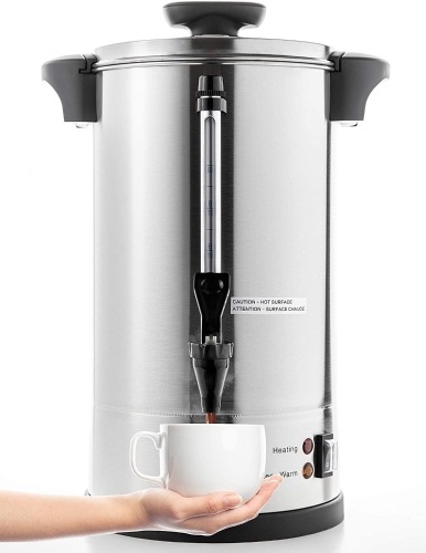 SYBO SR-CP-100B Commercial Grade Stainless Steel Percolate Coffee Maker Hot Water Urn for Catering, 100-Cup 16 L, Metallic - Lot 3330