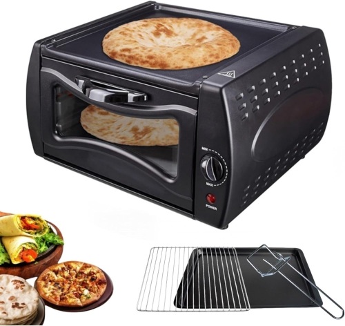 Electric Pizza Oven Tandoor Oven, Electric Stove with Oven 15 Liter Pizza Oven, Adjustable Browning Control with Bake Tray, Bake Rack Tray Handle, Indian Tandoor Oven for Home, 2100W Toaster Oven - Lot 3335