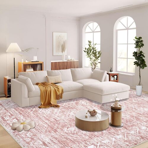 Large Living Room Area Rug 9x12 - Machine Washable - Lot 3425