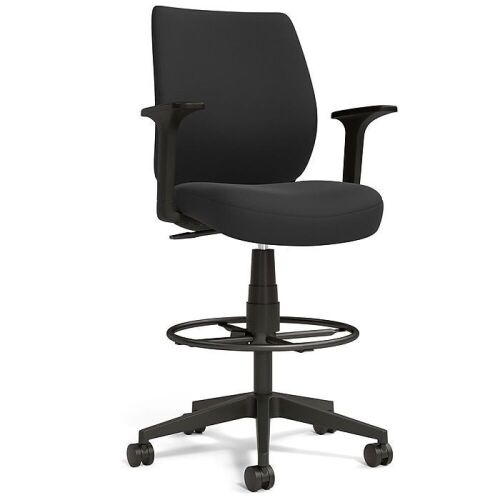 Staples Essentials Fabric Drafting Stool with Backrest and Footrest - Lot 104
