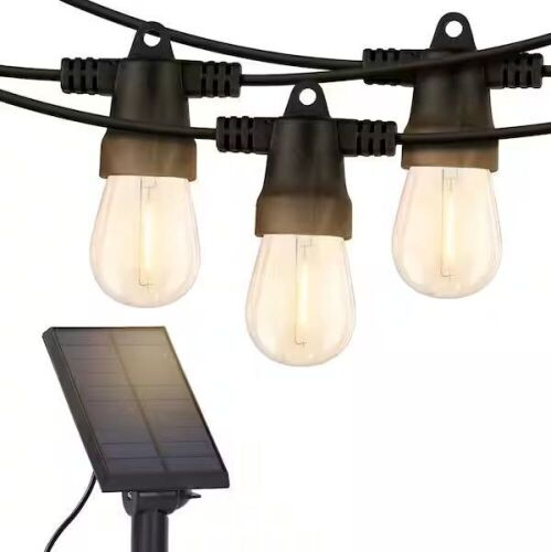 Brightech Ambience Pro 12-Light 27 ft. Outdoor Solar 1W 2700k LED S14 Edison Bulb String-Light  - Lot 124