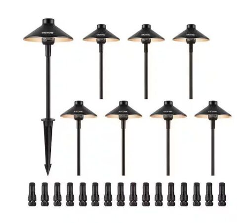 Low Voltage Black LED Waterproof Landscape Path Lights 3W 210LM 3000K, 8 Pc - Lot 134