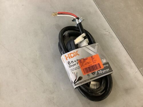 HDX 6 ft. 10/4 30 Amp 4-Prong Dryer Power Cord, Grey - Lot 137