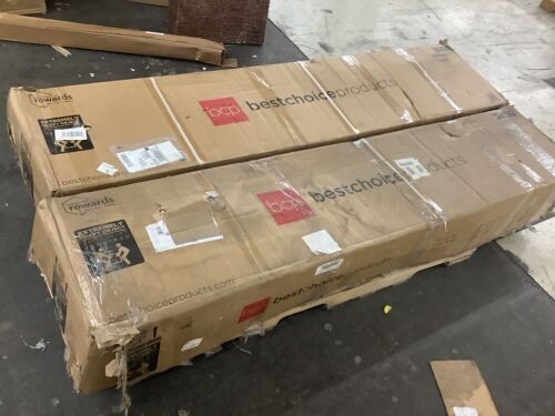 Lot of (2) 2-Tier Square LED Cantilever Offset Umbrella w/ 360 Rotation, Base, 10x10ft - Open Box, Uninspected   - Lot 138