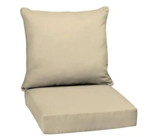 Lot of (7) ARDEN SELECTIONS 24 in. x 24 in. 2-Piece Deep Seating Outdoor Lounge Chair Cushion in Tan Leala - Lot 140