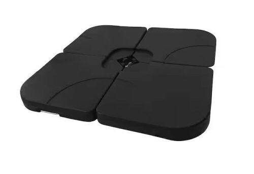Fillable 4-Piece Standard Plastic Universal Patio Umbrella Cross Base Stand with Handle in Black - Lot 152