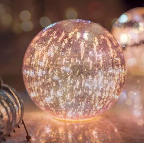 Evergreen Enterprises 8 in. LED Pink Crackled Glass Decorative Ball - Lot 159