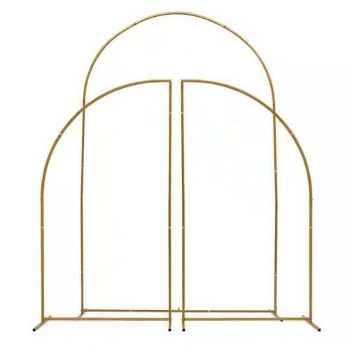 Gold Metal Wedding Arch Backdrop Stand, 86.7 in. x 55.2 in., 3 pc  - Lot 249