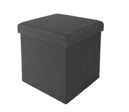 Seville Classics Charcoal Grey Foldable Fabric Storage Ottoman with Quilted Top - Lot 255