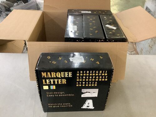 Lot of (5) LED Marquee Letters 3ft - 2 Boxes Missing Lights  - Lot 333