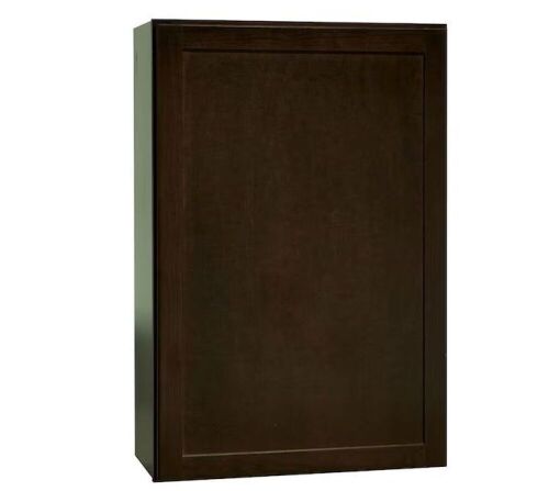 Hampton Bay Shaker 24 in. W x 12 in. D x 36 in. H Assembled Wall Kitchen Cabinet in Java - Lot 447