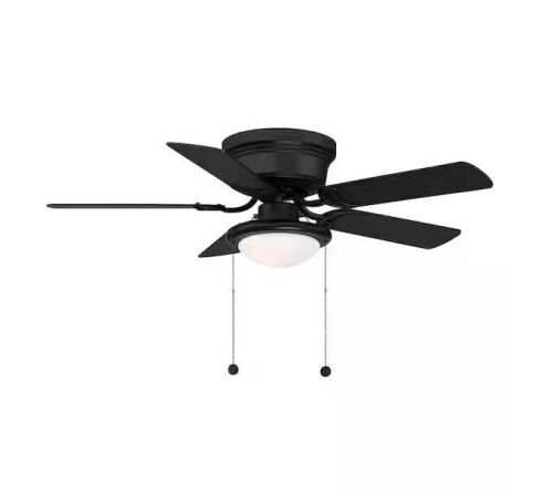 Hugger 44 in. LED Indoor Matte Black Ceiling Fan with Light Kit - Lot 448