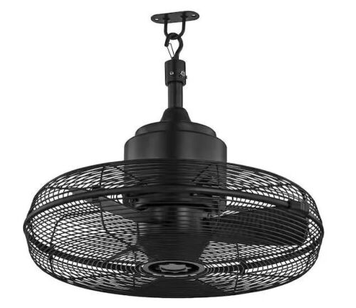 Hampton Bay Conyer 20 in. Indoor/Wet Outdoor 3-Speed Fan Matte Black with Convenient Hanging Hook  - Lot 455