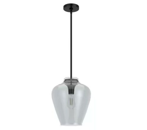 Vidria 1 Light Matte Black Pendant with Smoked Glass Shade   - Lot 550