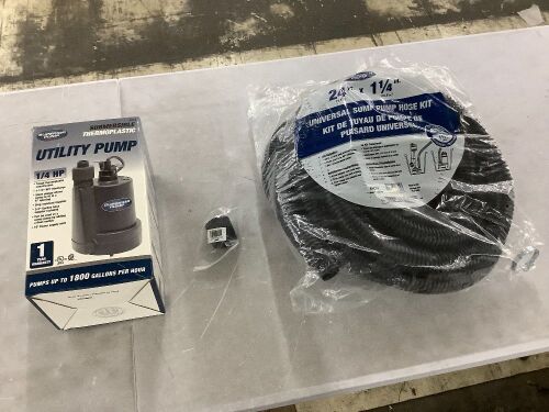 Superior Pump 1/4HP Utility Pump & 24' x 1-1/4" Sump Pump Hose Kit  - Lot 646