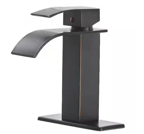Waterfall Single Hole Single-Handle Low-Arc Bathroom Faucet With Supply Line in Oil Rubbed Bronze  - Lot 756