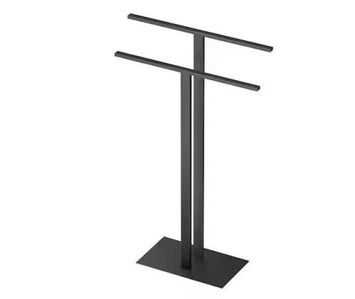 Gatco Modern 2-Bar Level Floor Standing Towel Rack Holder in Matte Black  - Lot 848