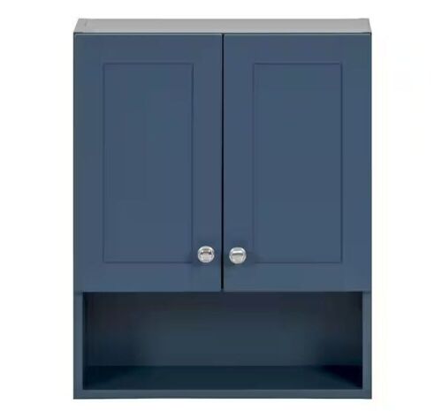 Glacier Bay Lancaster 21 in. W x 8 in. D x 26 in. H Surface-Mount Shaker Bathroom Storage Wall Cabinet in Admiral Blue - Lot 97