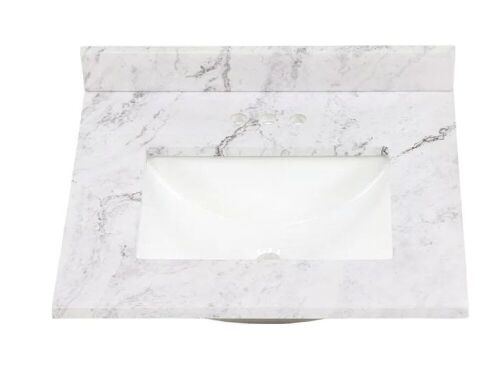 Home Decorators Collection 25 in. W x 22 in. D Engineered Stone Composite White Rectangular Single Sink Vanity Top in Lunar - Lot 39