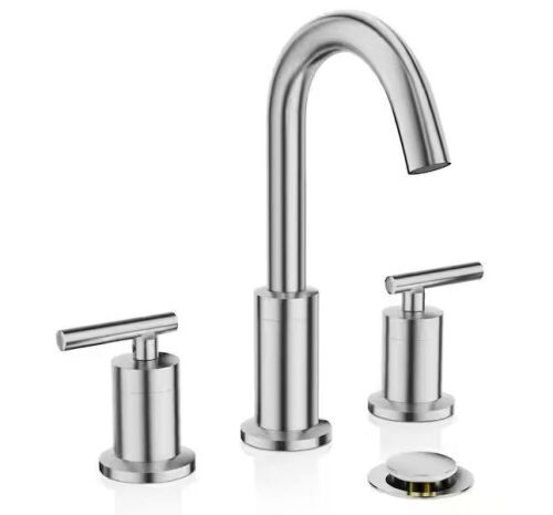 Phiestina Brushed Nickel 2-Handle Widespread Bathroom Faucet with Rotatable 360-Degree Swivel Spout - Lot 859